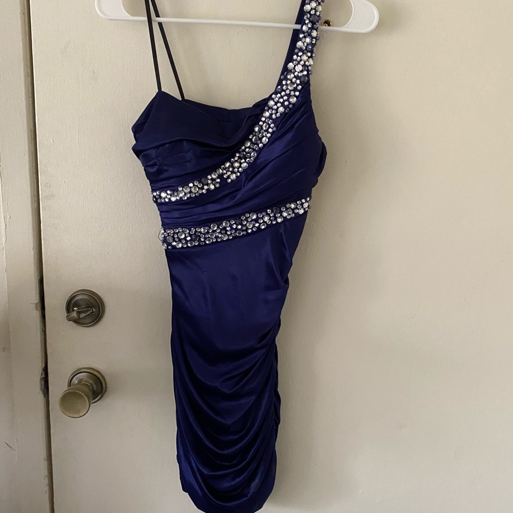 Silk purple rhinestone dress